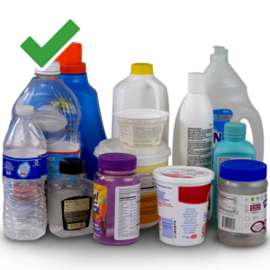 Image shows different types of plastic bottles